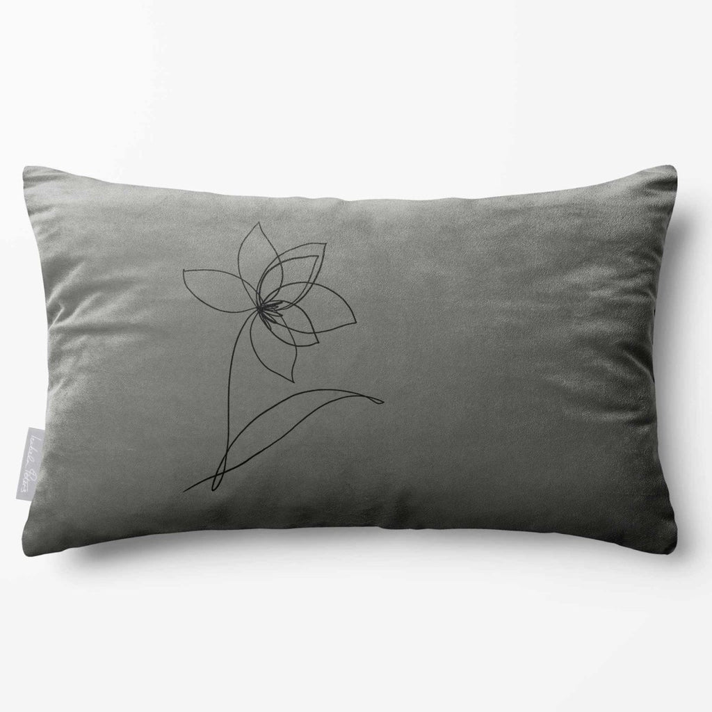 Flower | Sustainable Velvet Rectangle Cushion - Beluga 50 x 30 cm Standard by Izabela Peters