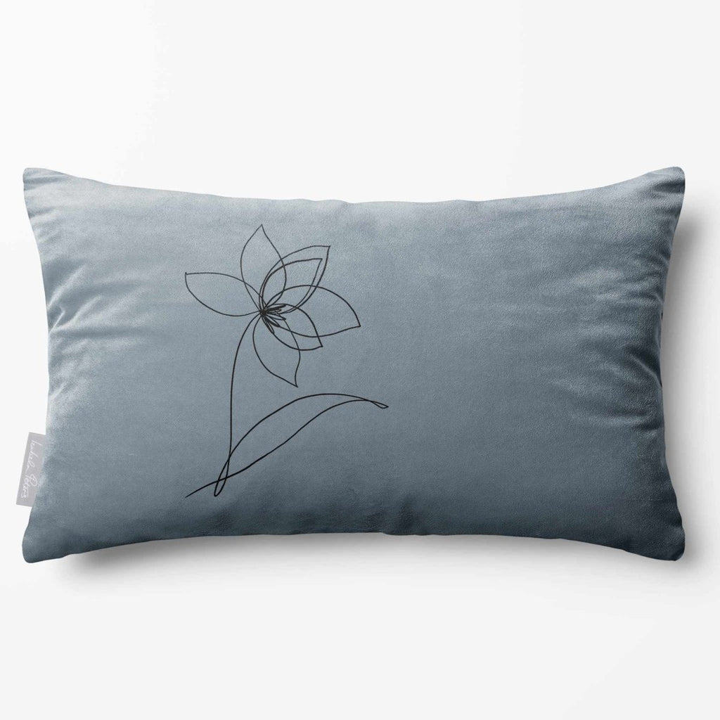 Flower | Sustainable Velvet Rectangle Cushion - French Grey 50 x 30 cm Standard by Izabela Peters