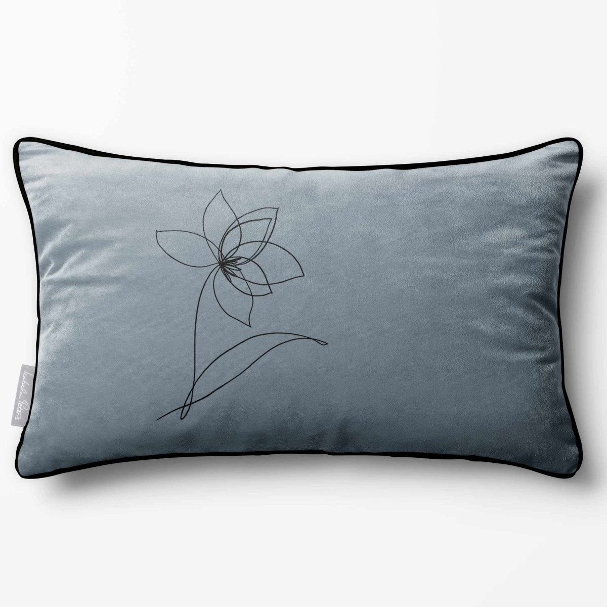 Flower | Sustainable Velvet Rectangle Cushion - French Grey 50 x 30 cm Piped by Izabela Peters