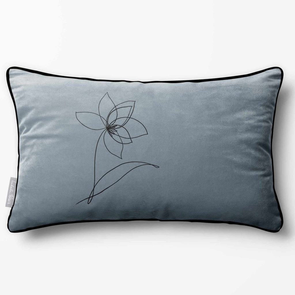 Flower | Sustainable Velvet Rectangle Cushion - French Grey 50 x 30 cm Piped by Izabela Peters