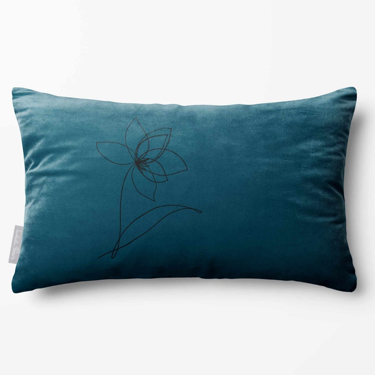 Flower | Sustainable Velvet Rectangle Cushion - Teal 50 x 30 cm Standard by Izabela Peters