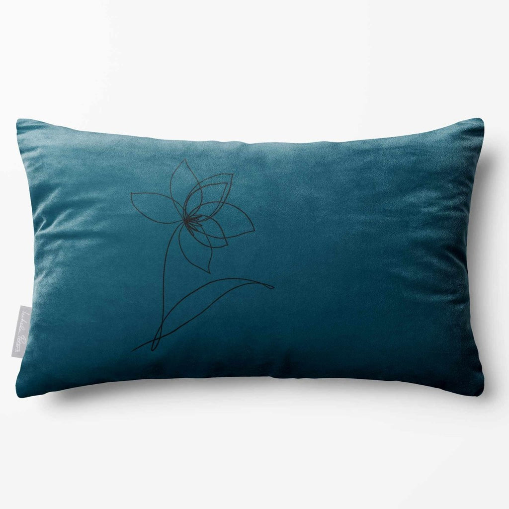 Flower | Sustainable Velvet Rectangle Cushion - Teal 50 x 30 cm Standard by Izabela Peters