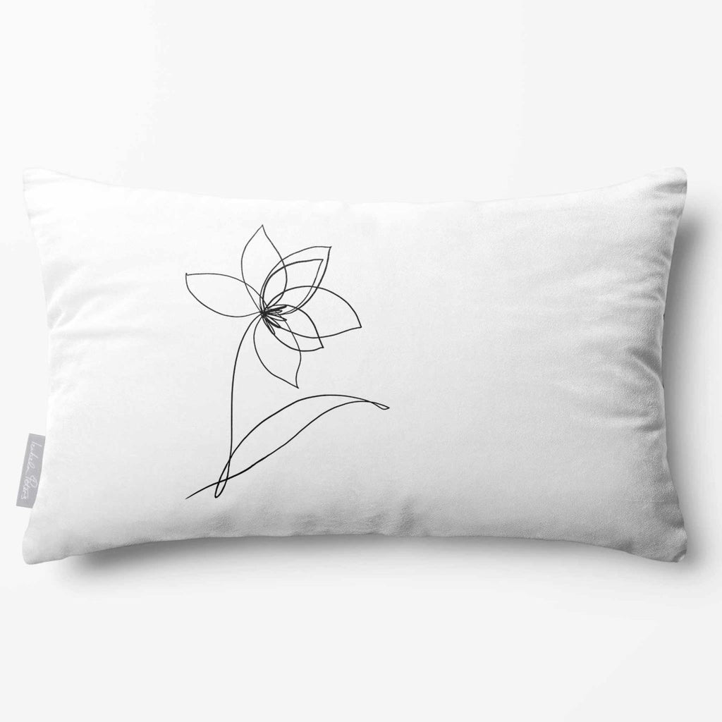 Flower | Sustainable Velvet Rectangle Cushion - White & Black 50 x 30 cm Standard by Izabela Peters