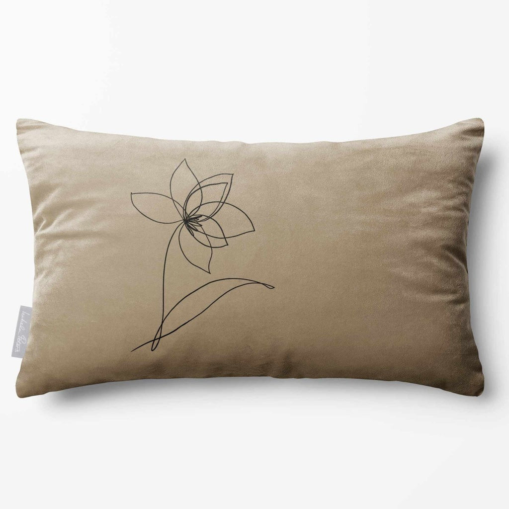 Flower | Sustainable Velvet Rectangle Cushion - Taupe 50 x 30 cm Standard by Izabela Peters