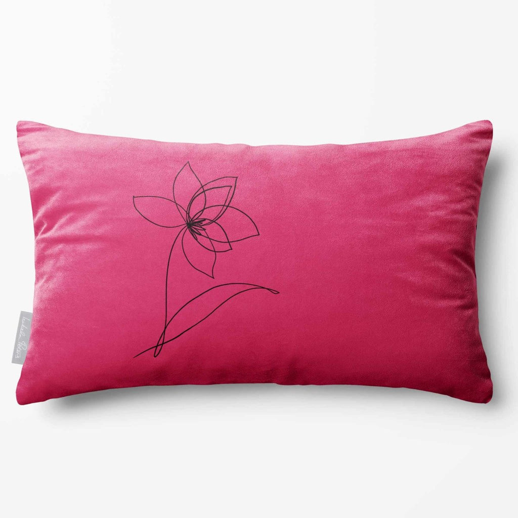 Flower | Sustainable Velvet Rectangle Cushion - Hot Pink 50 x 30 cm Standard by Izabela Peters