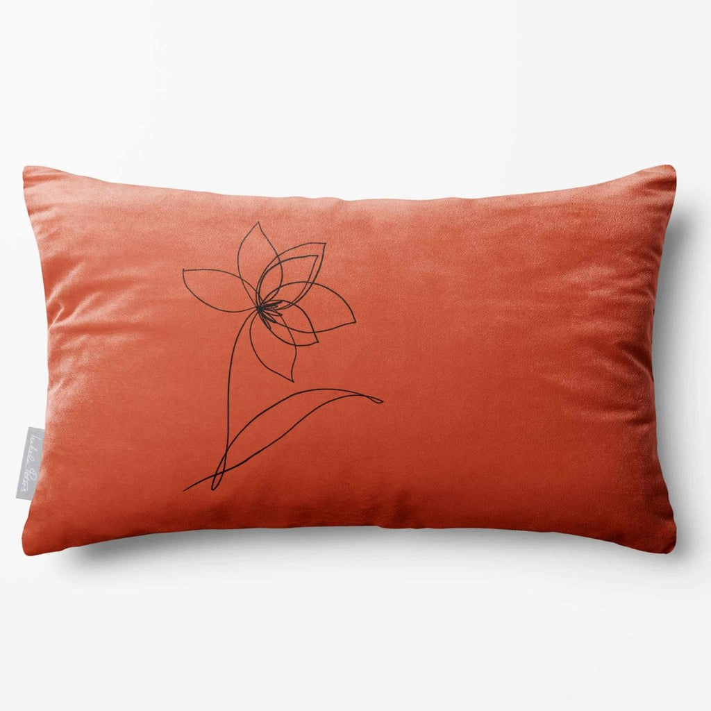 Flower | Sustainable Velvet Rectangle Cushion - Burnt Ochre 50 x 30 cm Standard by Izabela Peters