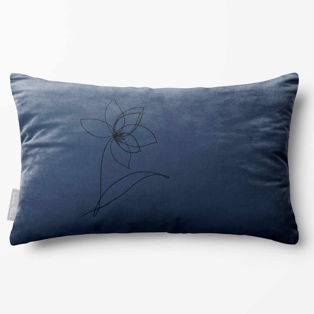 Flower | Sustainable Velvet Rectangle Cushion - Petrol Blue 50 x 30 cm Standard by Izabela Peters