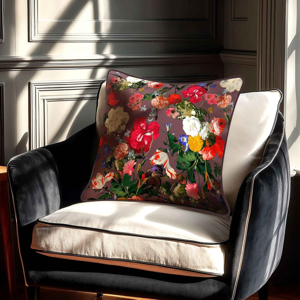 Garden Bouquet | Sustainable Velvet Cushion - Italian Grape 40 x 40 cm Standard by Izabela Peters