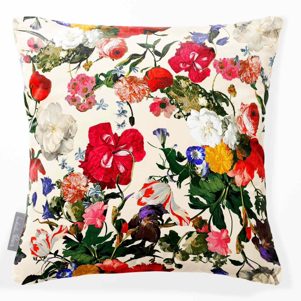 Garden Bouquet | Sustainable Velvet Cushion - Ivory Cream 40 x 40 cm Smooth by Izabela Peters
