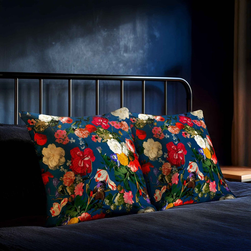Garden Bouquet | Sustainable Velvet Cushion - Estate Blue 40 x 40 cm Standard by Izabela Peters
