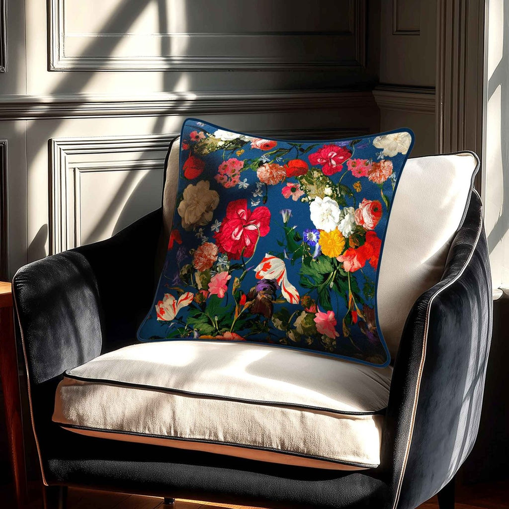Garden Bouquet | Sustainable Velvet Cushion - Estate Blue 40 x 40 cm Standard by Izabela Peters