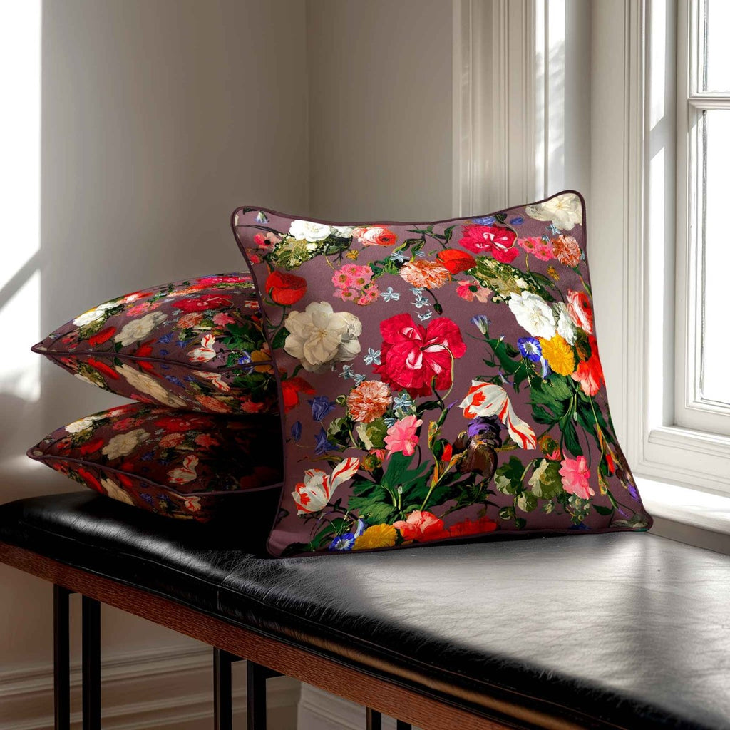 Garden Bouquet | Sustainable Velvet Cushion - Italian Grape 40 x 40 cm Standard by Izabela Peters