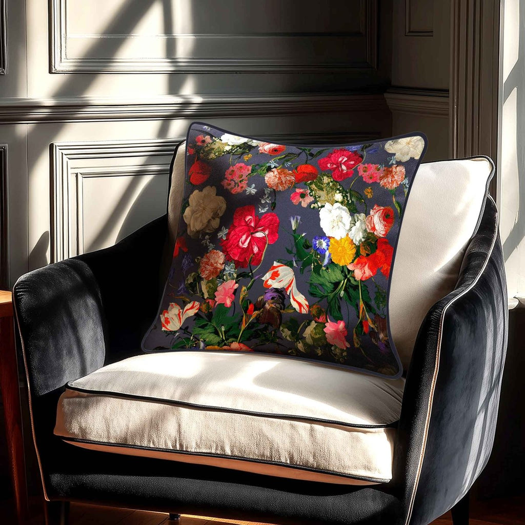 Garden Bouquet | Sustainable Velvet Cushion - Graphite 40 x 40 cm Standard by Izabela Peters