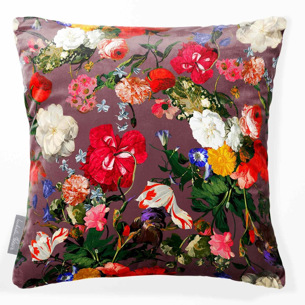 Garden Bouquet | Sustainable Velvet Cushion - Italian Grape 40 x 40 cm Smooth by Izabela Peters