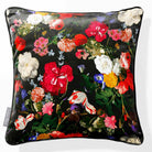 Garden Bouquet | Sustainable Velvet Cushion - Charcoal 40 x 40 cm Piped by Izabela Peters