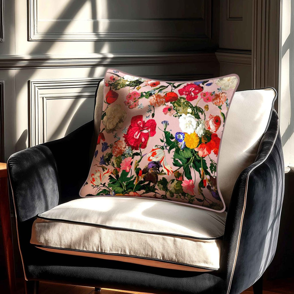 Garden Bouquet | Sustainable Velvet Cushion - Rosewater 40 x 40 cm Piped by Izabela Peters