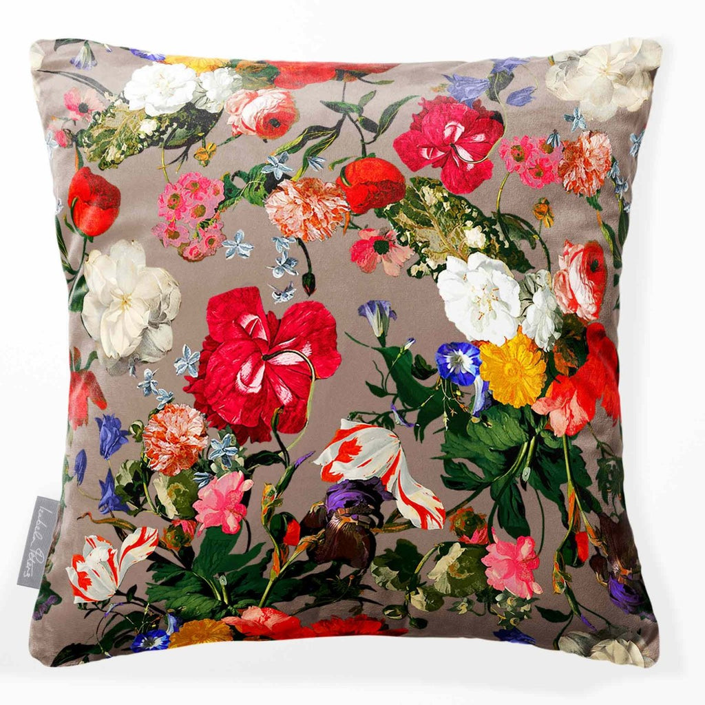 Garden Bouquet | Sustainable Velvet Cushion - Dovedale Stone 40 x 40 cm Smooth by Izabela Peters