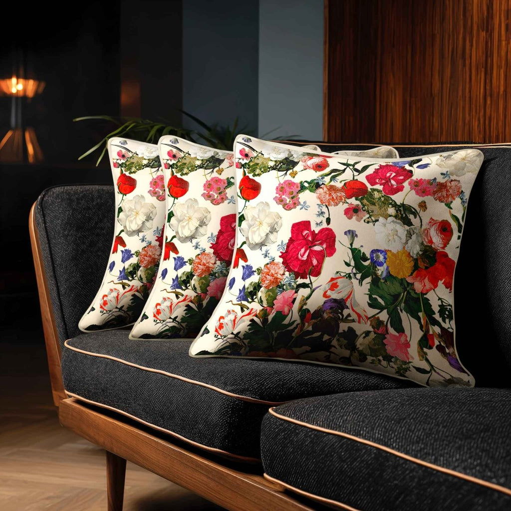 Garden Bouquet | Sustainable Velvet Cushion - Ivory Cream 40 x 40 cm Standard by Izabela Peters