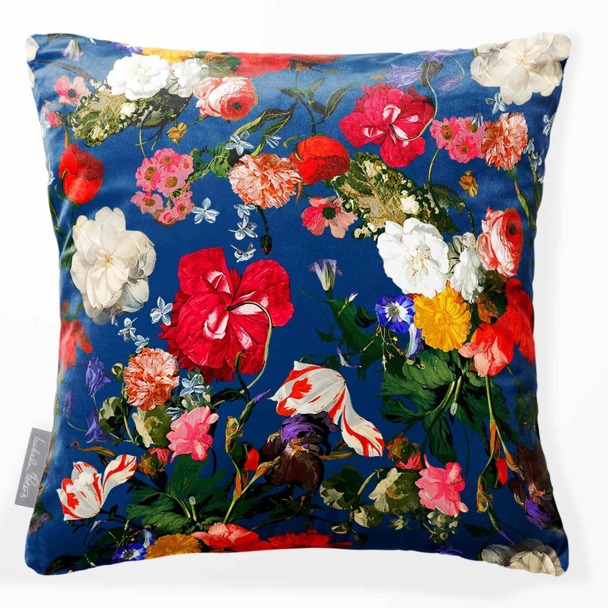 Garden Bouquet | Sustainable Velvet Cushion - Estate Blue 40 x 40 cm Smooth by Izabela Peters
