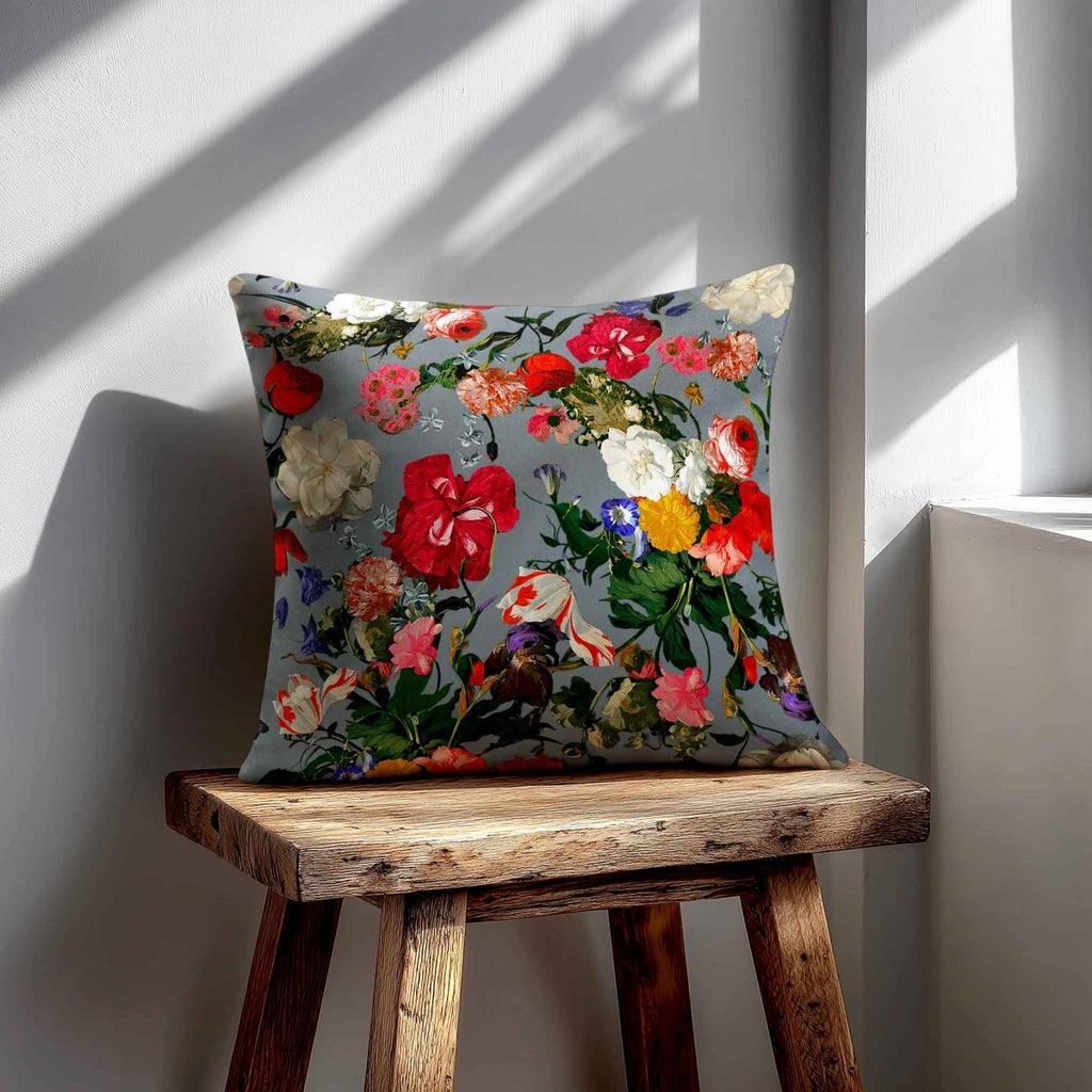 Garden Bouquet | Sustainable Velvet Cushion - French Grey 40 x 40 cm Standard by Izabela Peters