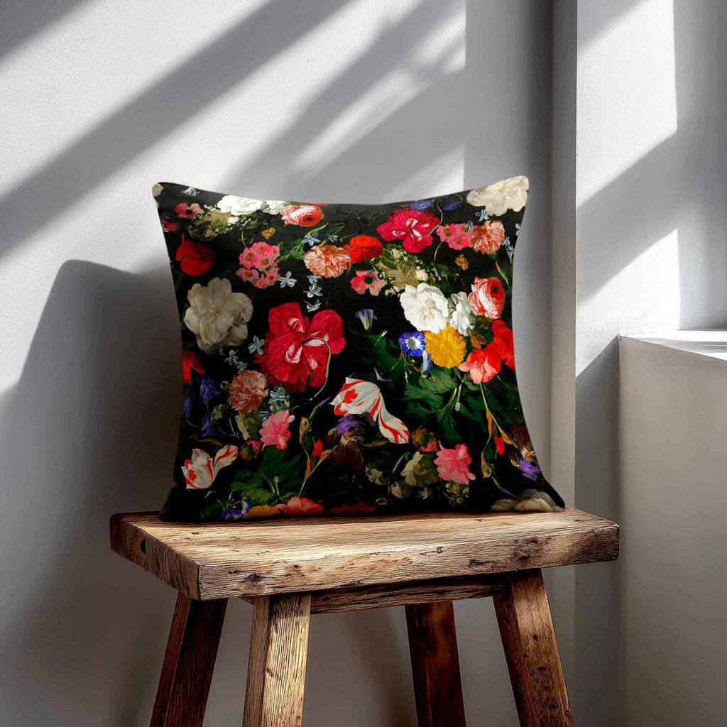 Garden Bouquet | Sustainable Velvet Cushion - Charcoal 40 x 40 cm Piped by Izabela Peters