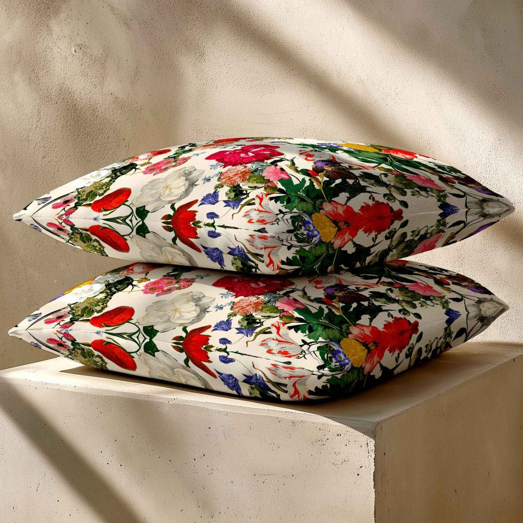 Garden Bouquet | Sustainable Velvet Cushion - Ivory Cream 40 x 40 cm Standard by Izabela Peters