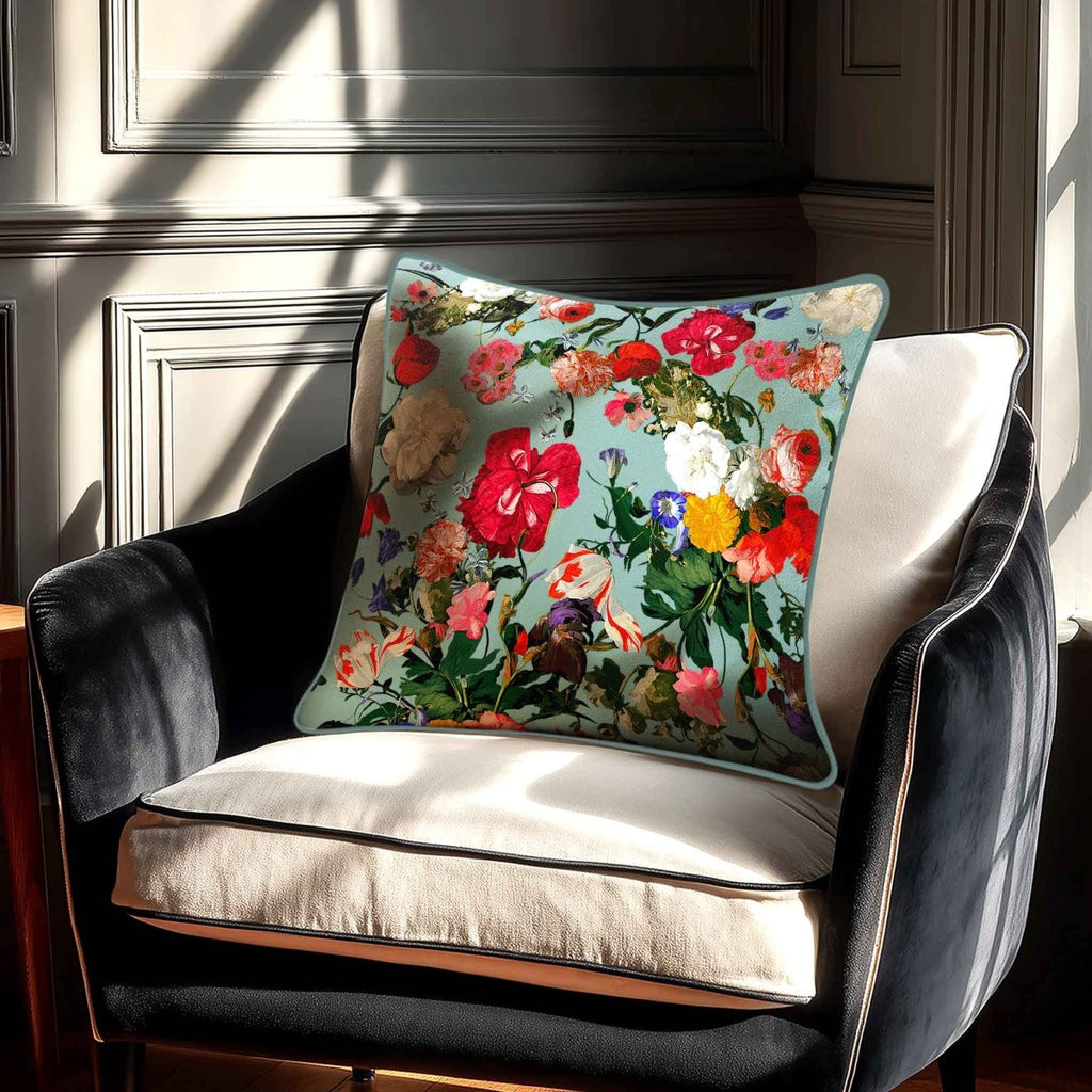 Garden Bouquet | Sustainable Velvet Cushion - Blue Surf 40 x 40 cm Standard by Izabela Peters