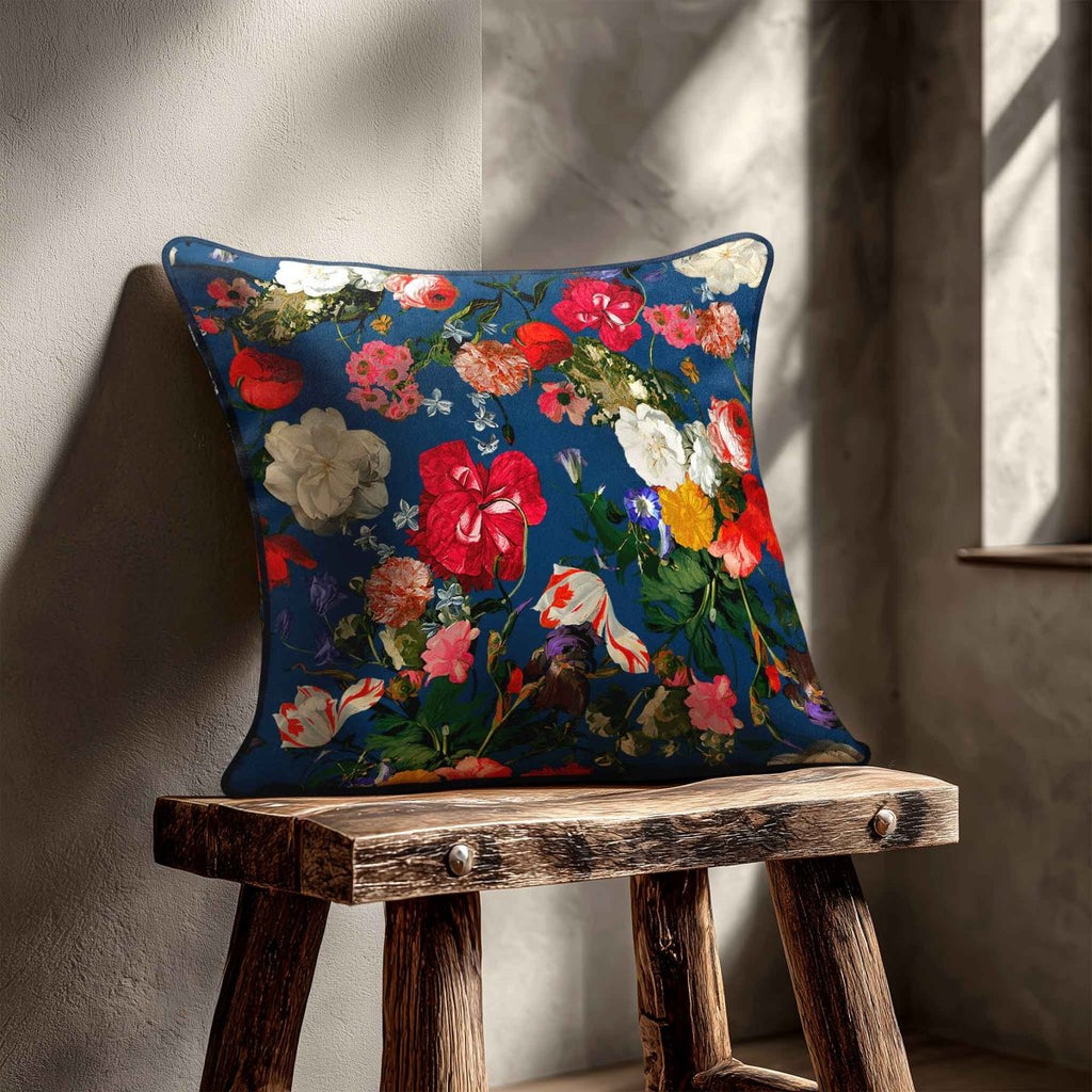 Garden Bouquet | Sustainable Velvet Cushion - Estate Blue 40 x 40 cm Standard by Izabela Peters