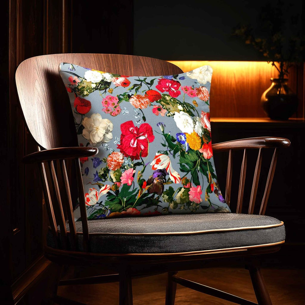 Garden Bouquet | Sustainable Velvet Cushion - French Grey 40 x 40 cm Standard by Izabela Peters
