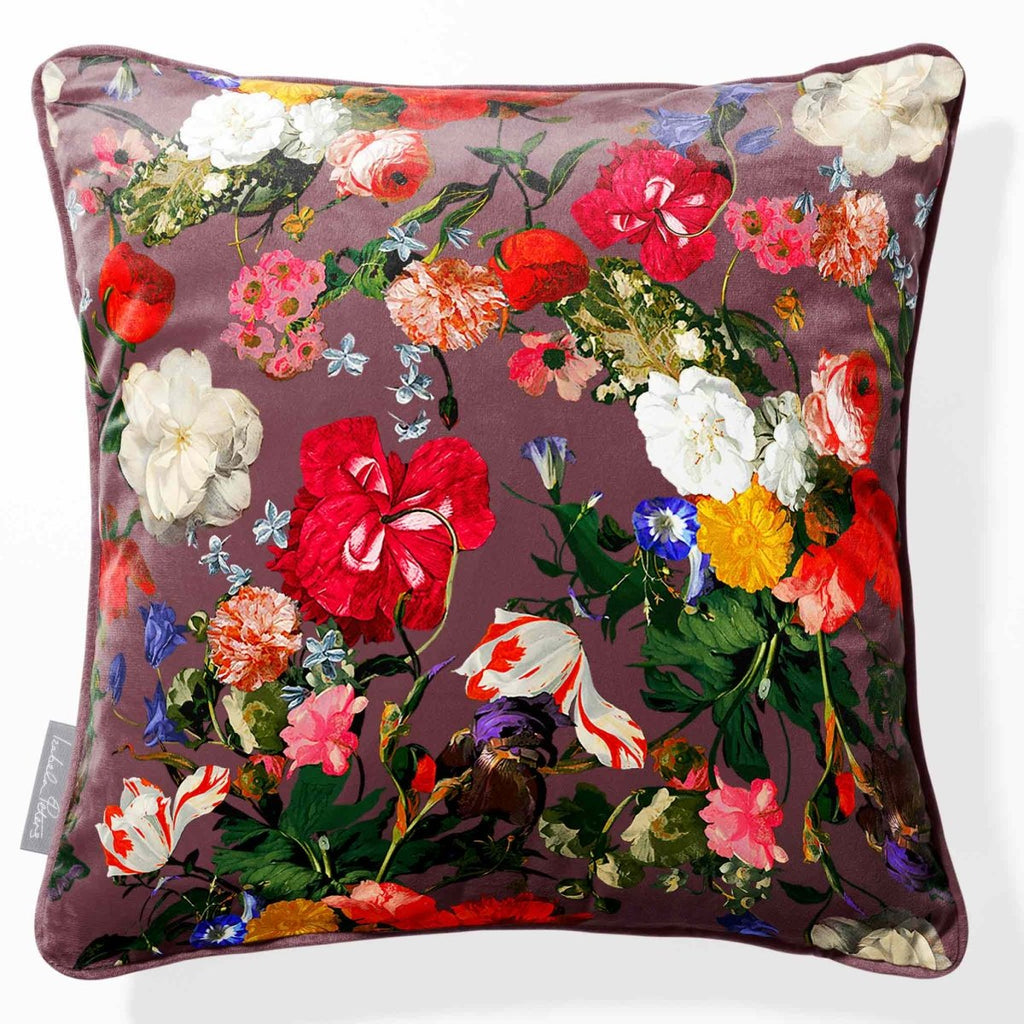 Garden Bouquet | Sustainable Velvet Cushion - Italian Grape 40 x 40 cm Piped by Izabela Peters