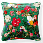 Garden Bouquet | Sustainable Velvet Cushion - Emerald Green 40 x 40 cm Piped by Izabela Peters