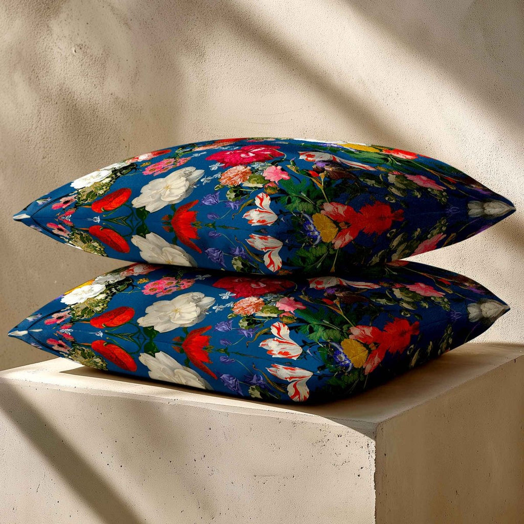 Garden Bouquet | Sustainable Velvet Cushion - Estate Blue 40 x 40 cm Standard by Izabela Peters
