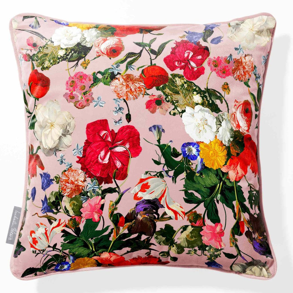 Garden Bouquet | Sustainable Velvet Cushion - Rosewater 40 x 40 cm Piped by Izabela Peters