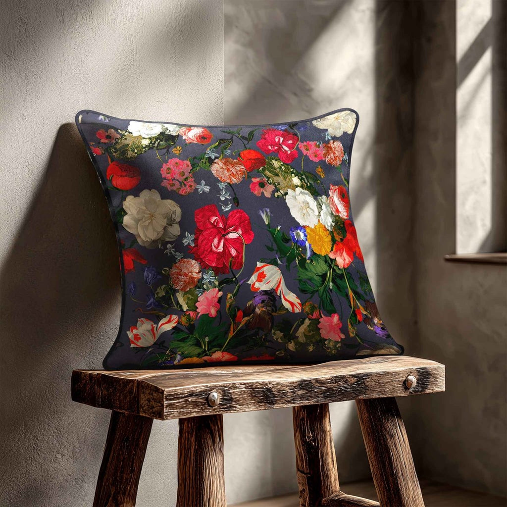 Garden Bouquet | Sustainable Velvet Cushion - Graphite 40 x 40 cm Standard by Izabela Peters