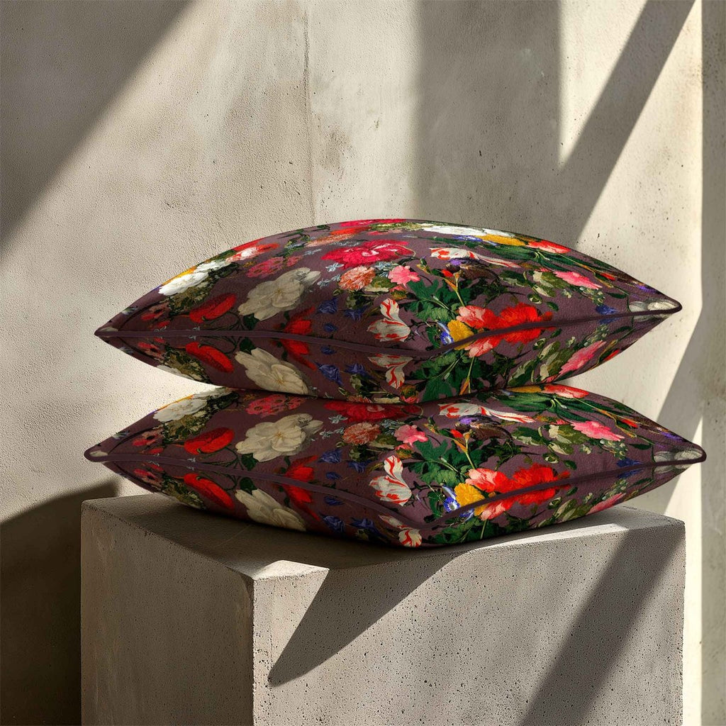 Garden Bouquet | Sustainable Velvet Cushion - Italian Grape 40 x 40 cm Standard by Izabela Peters