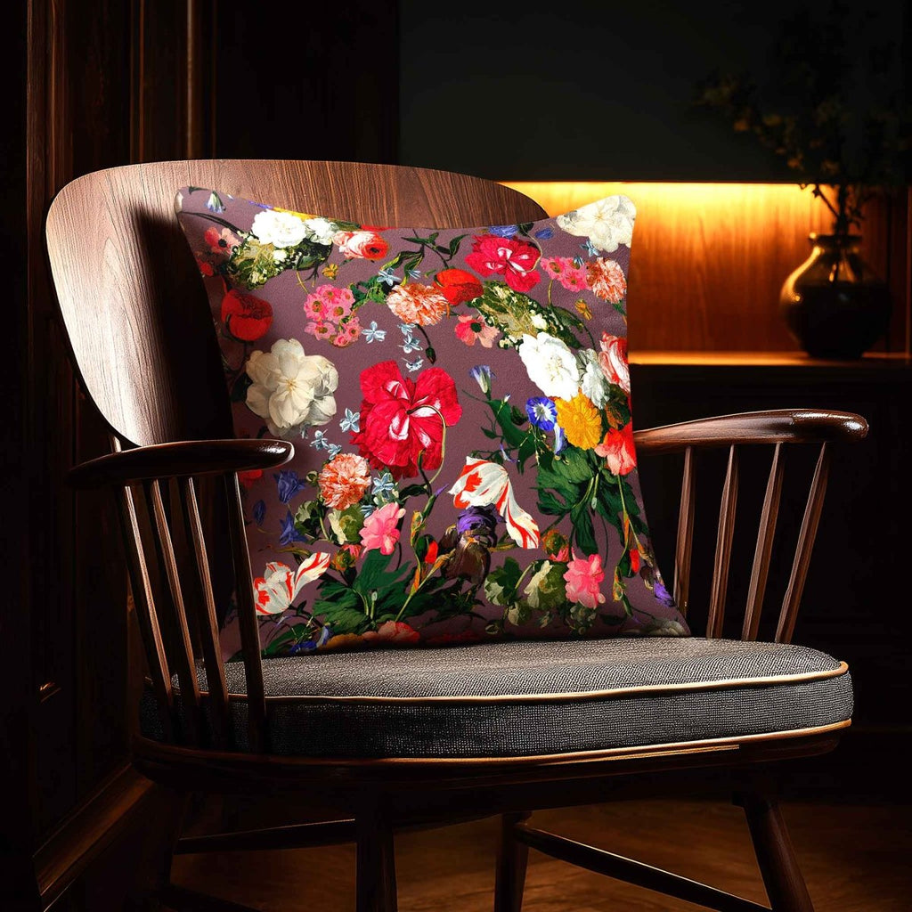 Garden Bouquet | Sustainable Velvet Cushion - Italian Grape 40 x 40 cm Standard by Izabela Peters