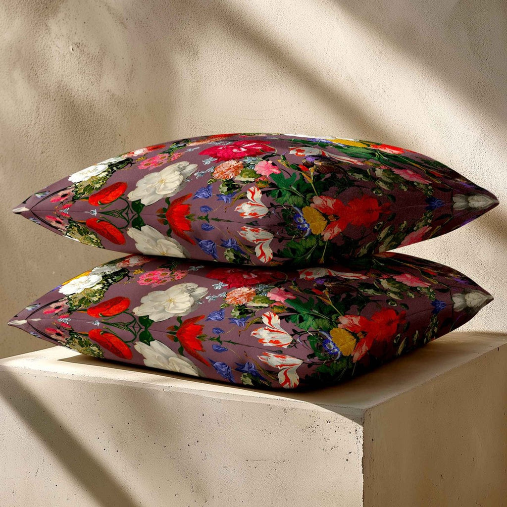 Garden Bouquet | Sustainable Velvet Cushion - Italian Grape 40 x 40 cm Standard by Izabela Peters