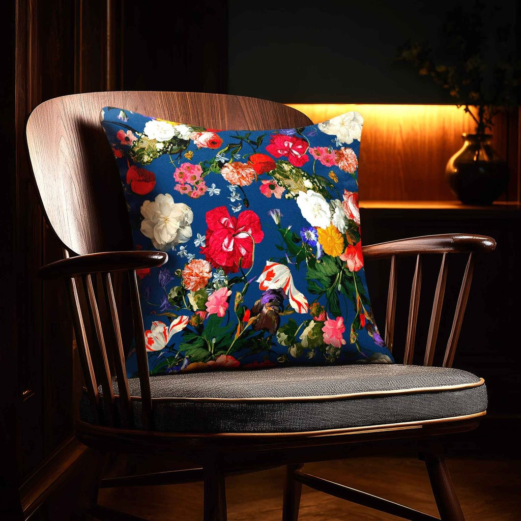 Garden Bouquet | Sustainable Velvet Cushion - Estate Blue 40 x 40 cm Standard by Izabela Peters