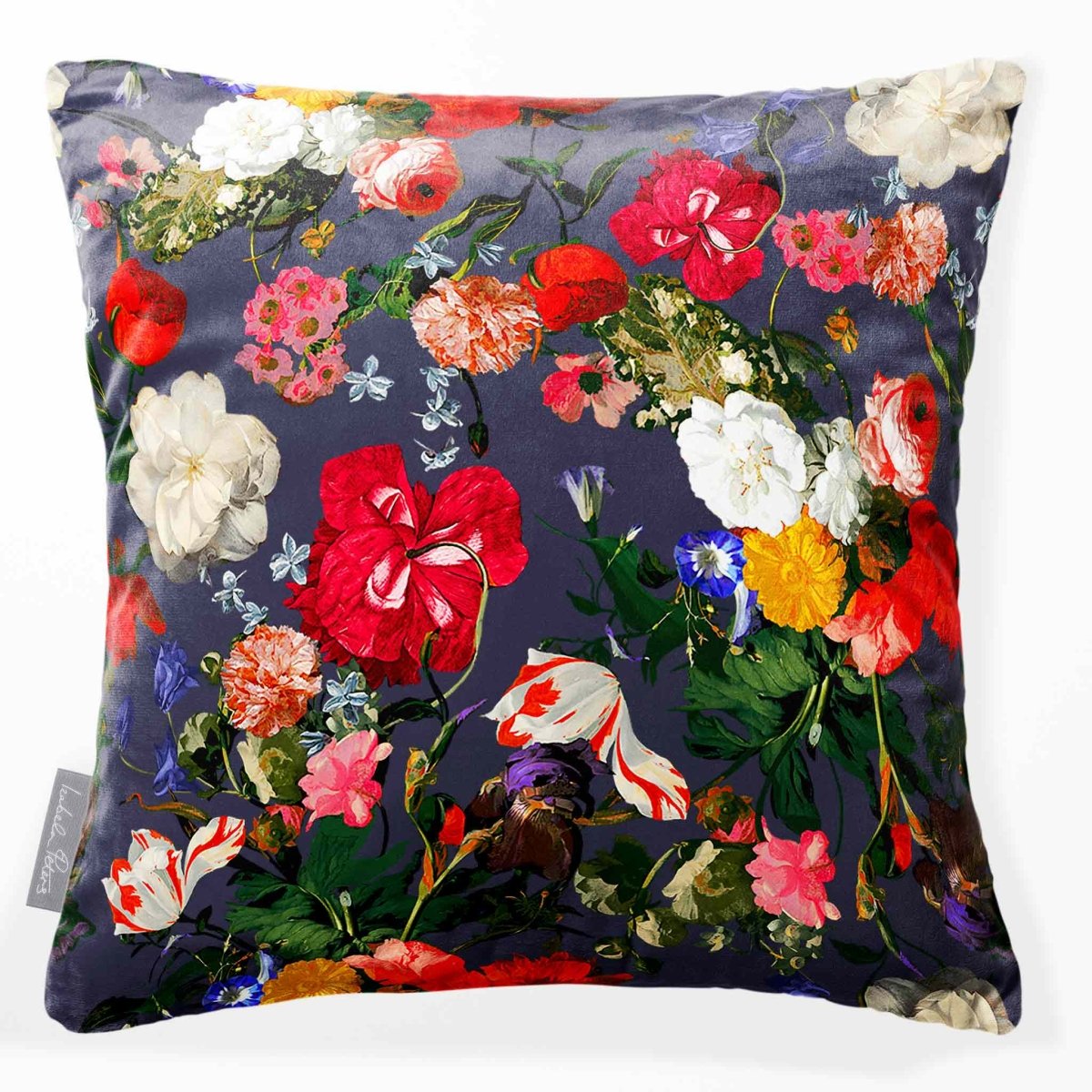 Garden Bouquet | Sustainable Velvet Cushion - Graphite 40 x 40 cm Smooth by Izabela Peters