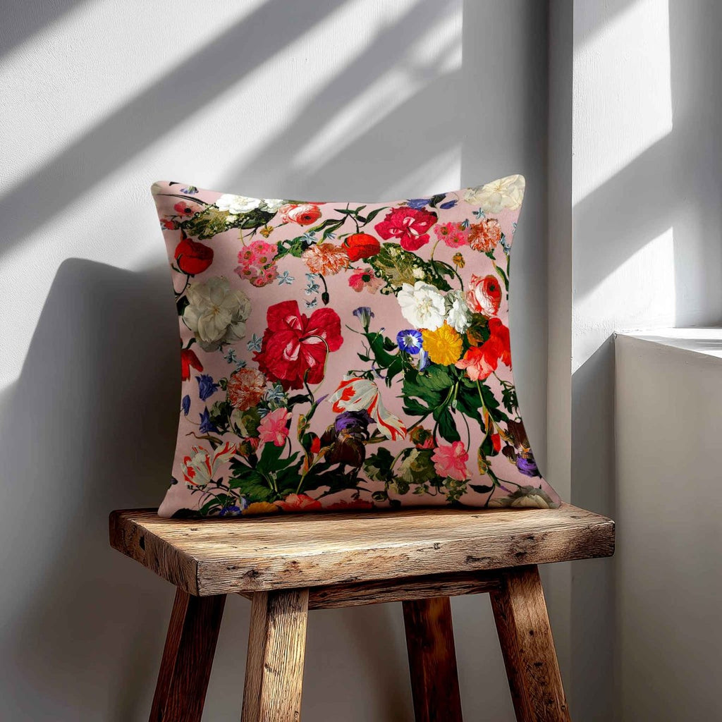 Garden Bouquet | Sustainable Velvet Cushion - Rosewater 40 x 40 cm Piped by Izabela Peters