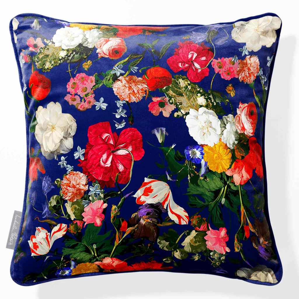 Garden Bouquet | Sustainable Velvet Cushion - Midnight 40 x 40 cm Piped by Izabela Peters