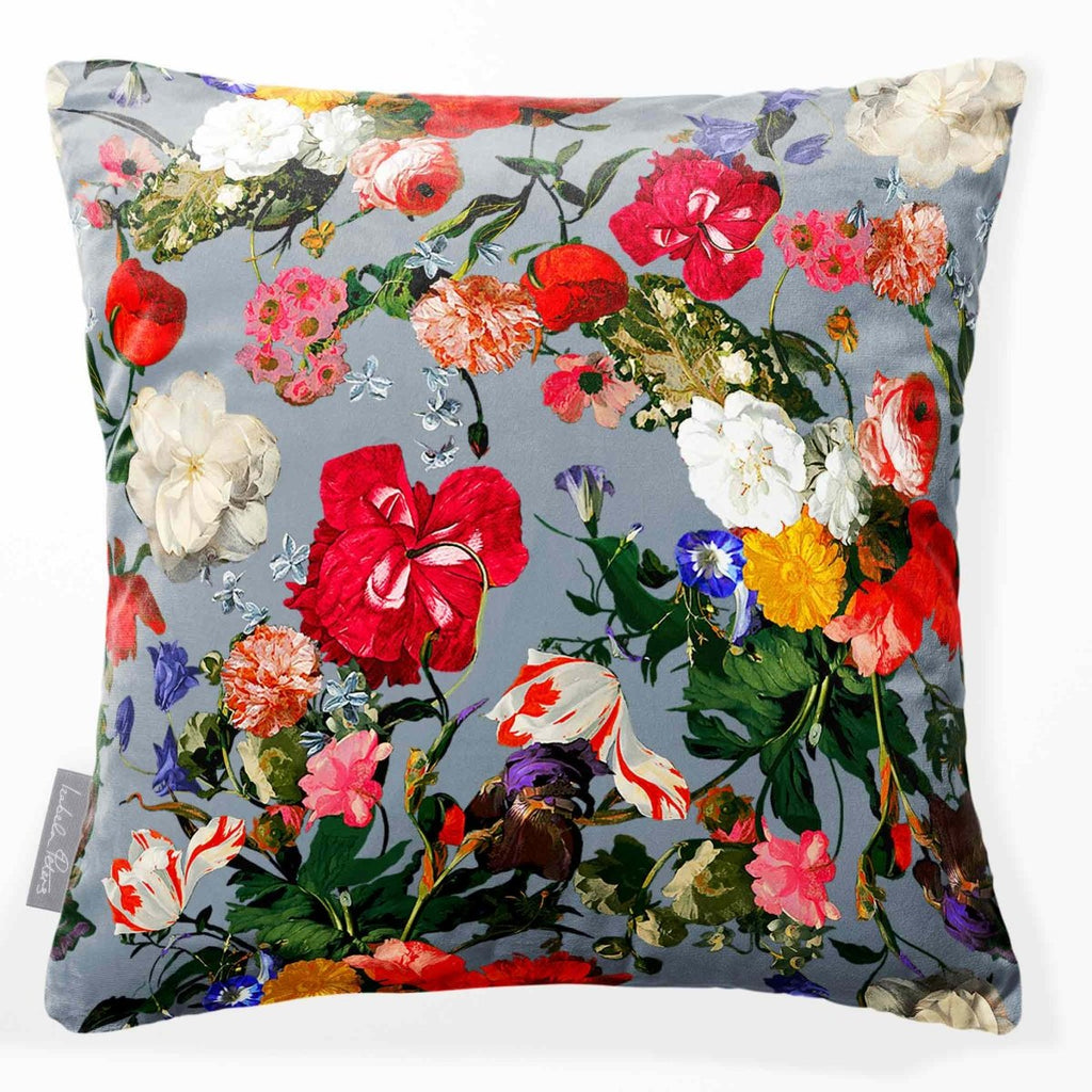Garden Bouquet | Sustainable Velvet Cushion - French Grey 40 x 40 cm Smooth by Izabela Peters