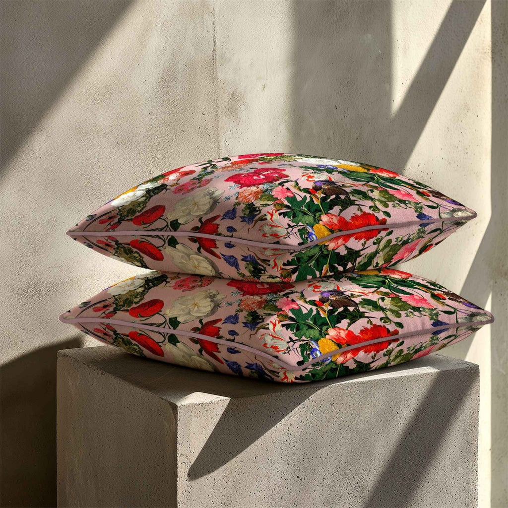 Garden Bouquet | Sustainable Velvet Cushion - Rosewater 40 x 40 cm Piped by Izabela Peters