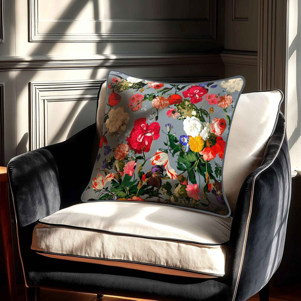 Garden Bouquet | Sustainable Velvet Cushion - French Grey 40 x 40 cm Standard by Izabela Peters