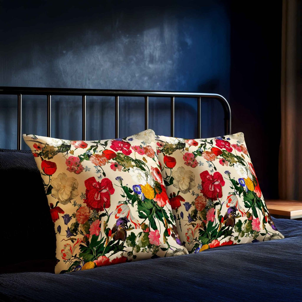 Garden Bouquet | Sustainable Velvet Cushion - Ivory Cream 40 x 40 cm Standard by Izabela Peters