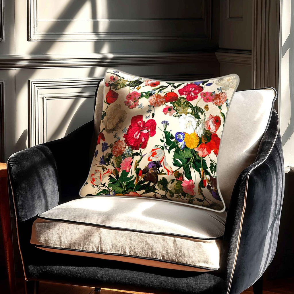 Garden Bouquet | Sustainable Velvet Cushion - Ivory Cream 40 x 40 cm Standard by Izabela Peters