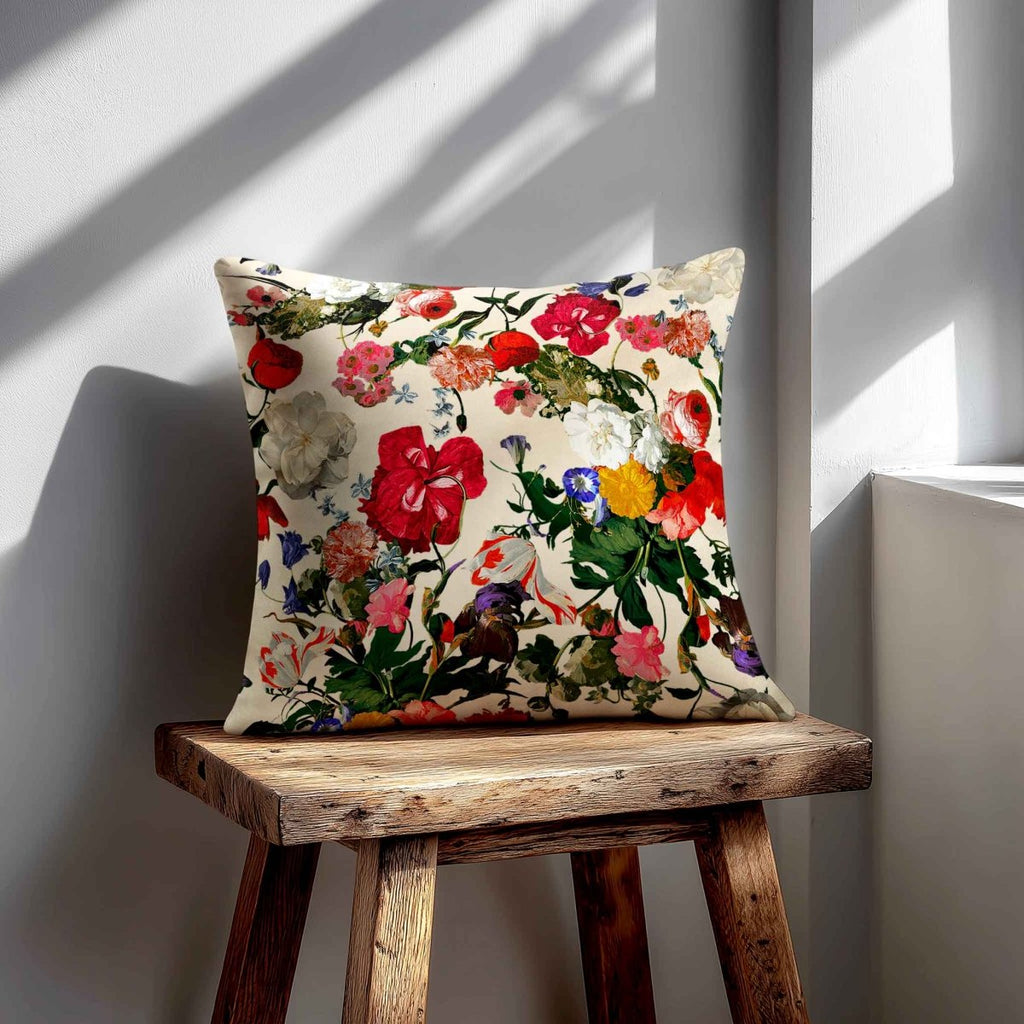 Garden Bouquet | Sustainable Velvet Cushion - Ivory Cream 40 x 40 cm Standard by Izabela Peters