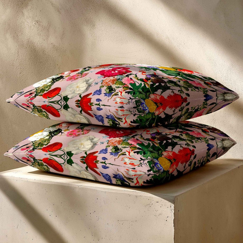 Garden Bouquet | Sustainable Velvet Cushion - Rosewater 40 x 40 cm Piped by Izabela Peters