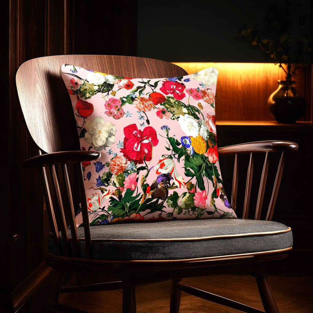 Garden Bouquet | Sustainable Velvet Cushion - Rosewater 40 x 40 cm Piped by Izabela Peters