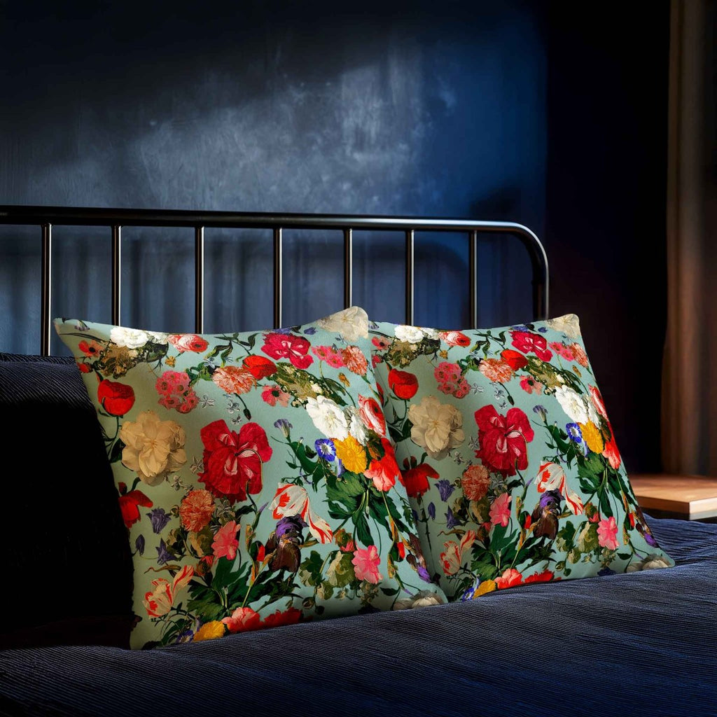 Garden Bouquet | Sustainable Velvet Cushion - Blue Surf 40 x 40 cm Standard by Izabela Peters